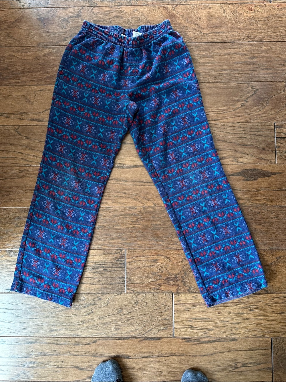LL Bean Kids Blue Patterned Fleece Pants Size 8-10